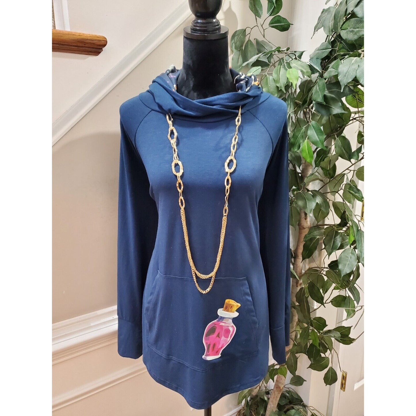 Lularoe Potion Blue Solid Polyester Long Sleeve Casual Hoodie Jacket Size XL