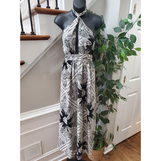 FOREVER 21 Women's Multi Polyester Halter Neck Sleeveless Long Maxi Dress Medium