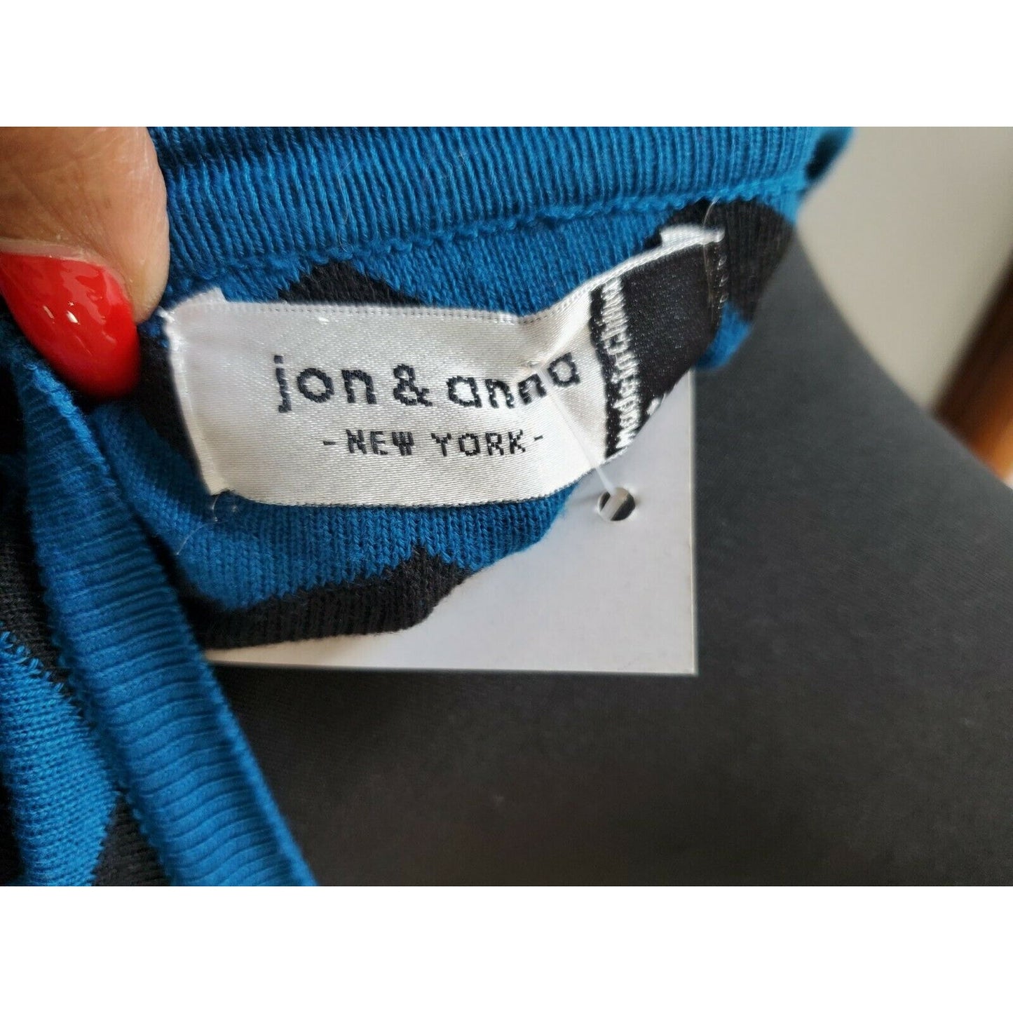 Jon & Anna Blue & Black Women's Cotton Round Neck Long Sleeve Soft Sweaters