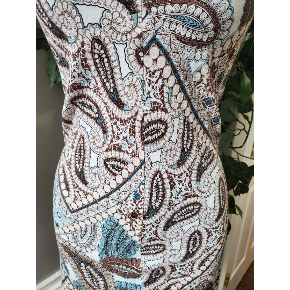 Altar's State Women Paisley Polyester Scoop Neck Sleeveless Knee Length Dress XS