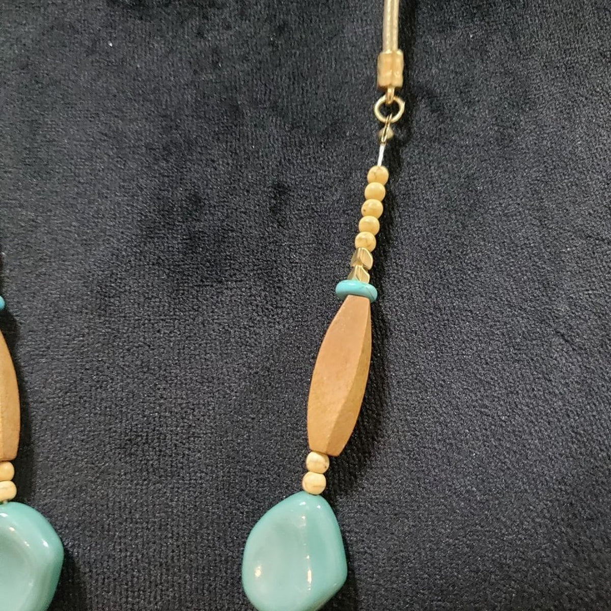 Womens Blue Rhinestone Tribal Beads Jewelry Beaded Teardrop Necklace