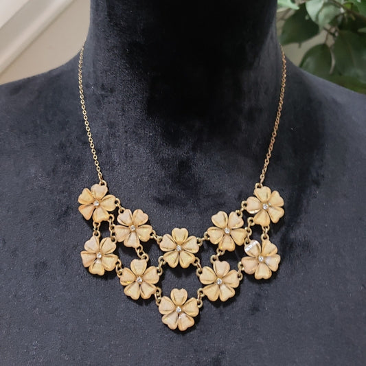 Beige Floral Statement Necklace