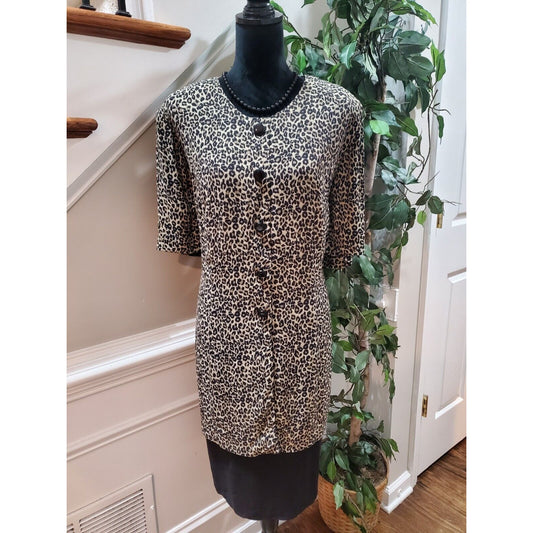 Vintage August Max Animal Print Rayon Half Sleeve Knee Length Dress Size 18