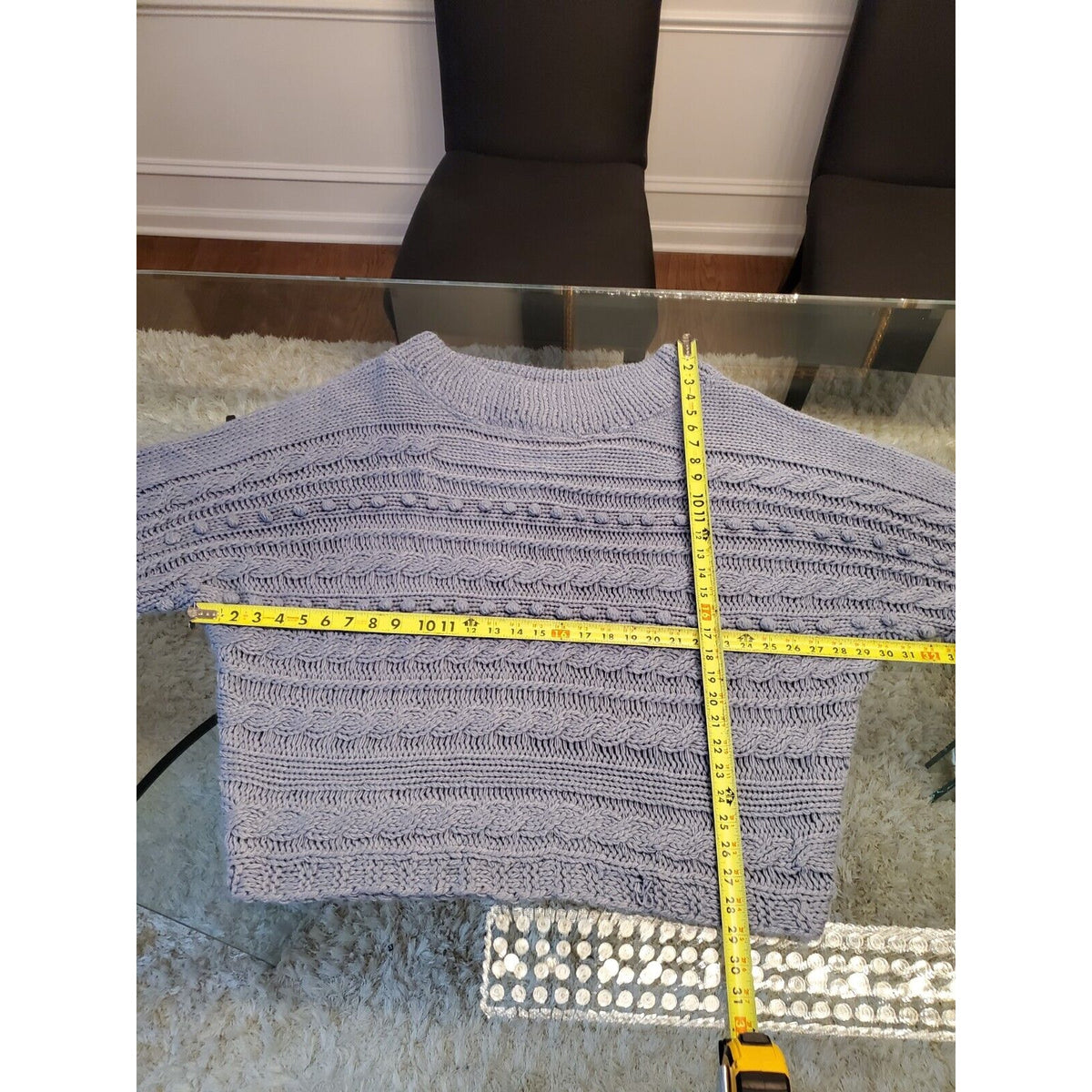Fashion Nova Hoping For Love Blue Off Shoulder Cable Knit Sweater 2XL