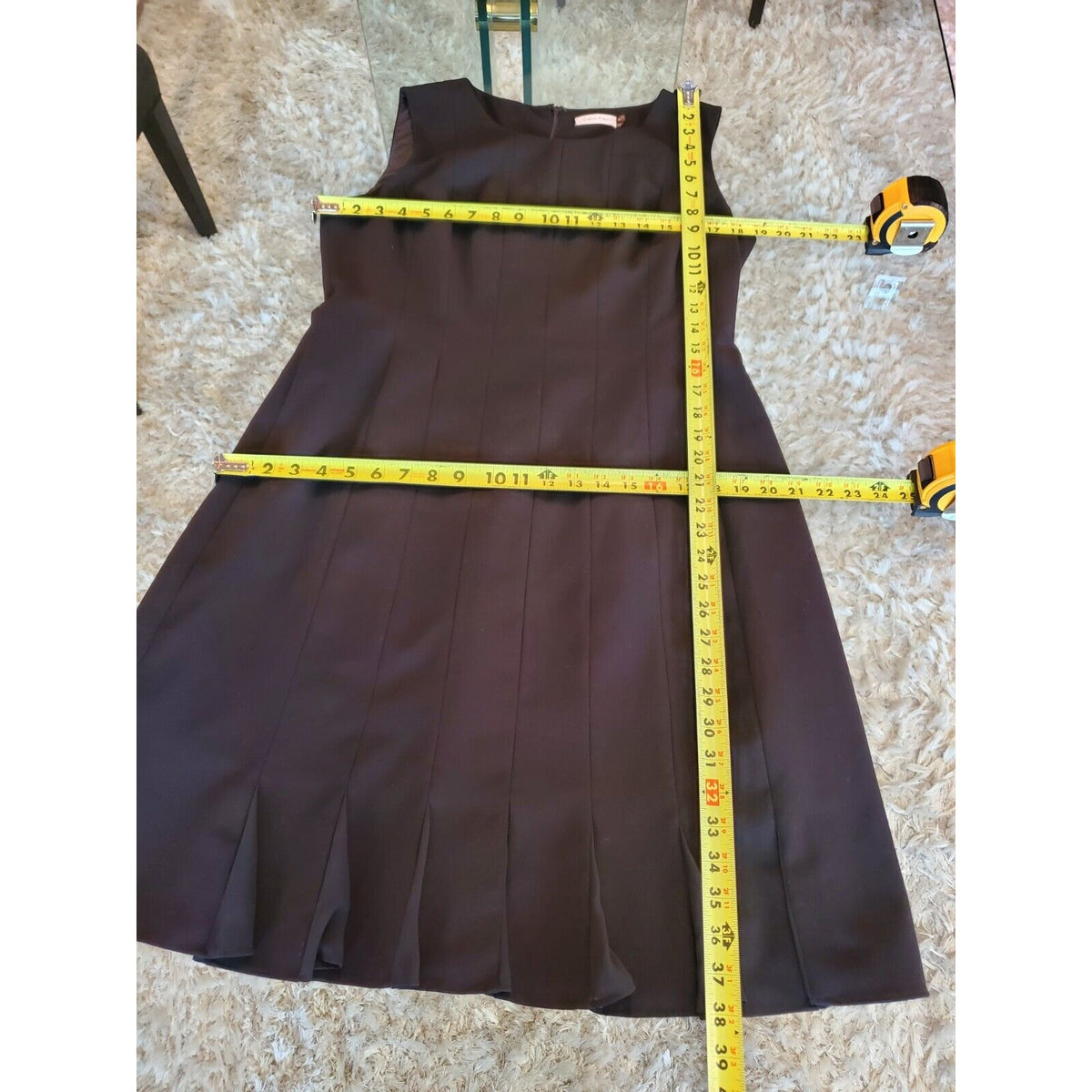 Calvin Klein Women's Black Polyester Round Neck Sleeveless Knee Length Dress 14