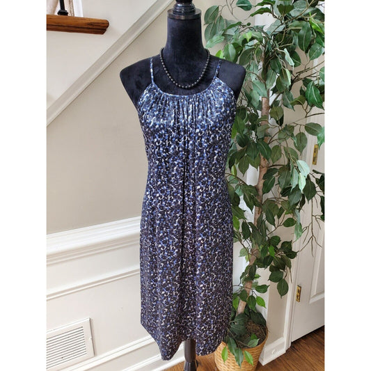 New York & Company Stretch Blue Round Neck Sleeveless Knee Length Dress Size 18