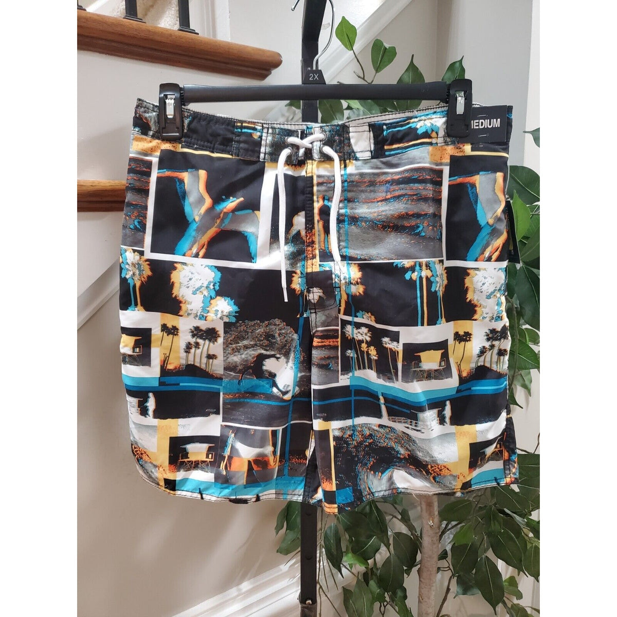 Roundtree & Yorke Men's Multicolor Polyester Pull On Stretch Swimwear Shorts XL