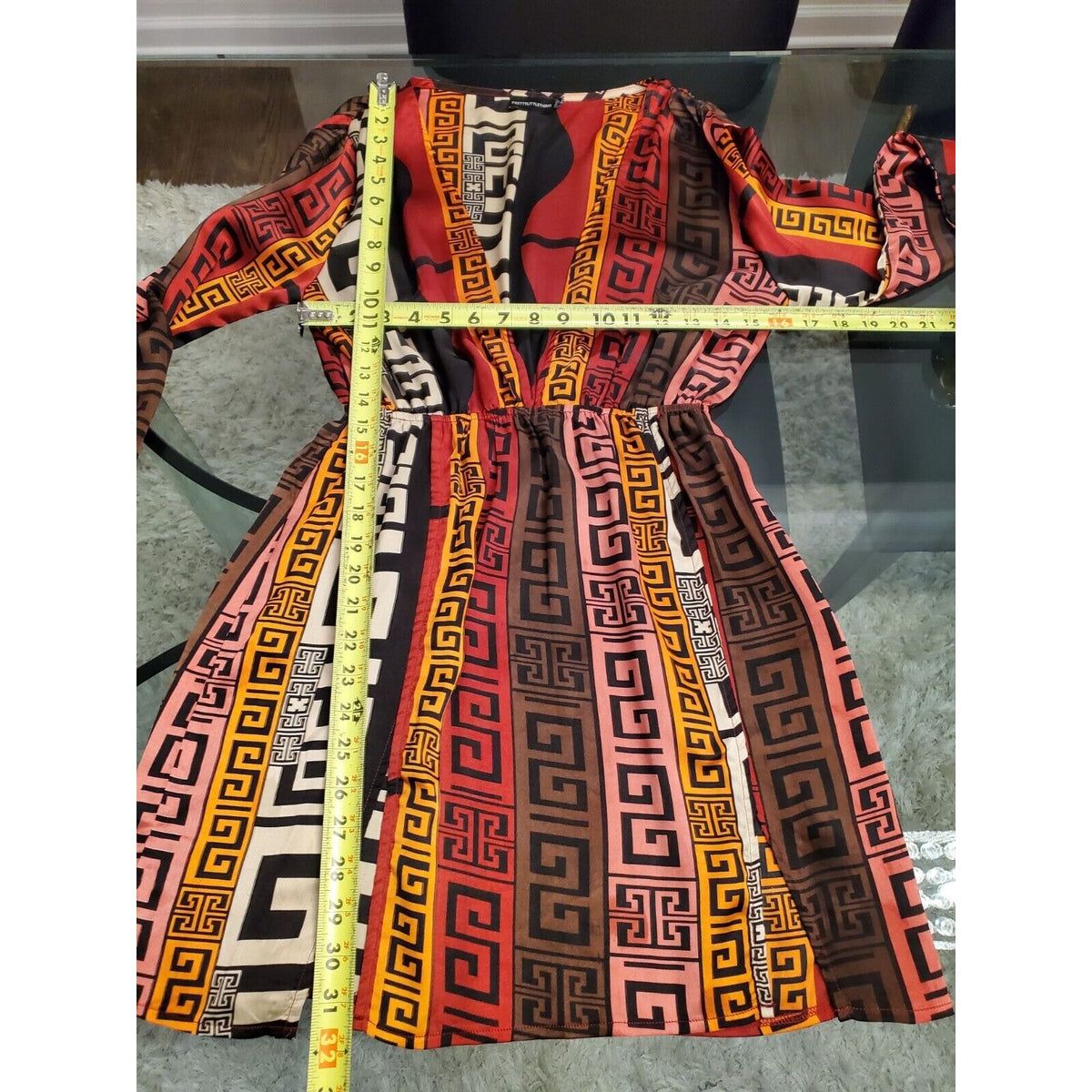 Pretty Little Thing Chocolate Brown Aztec Print Plunge Split Detail Top Dress 4