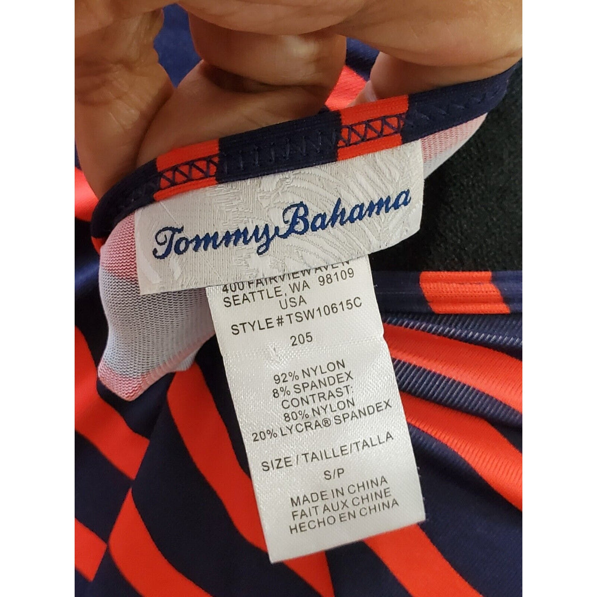Tommy Bahama Red Navy Blue Sea Swell Split Neck Spa Dress Tassel Ties Size Small