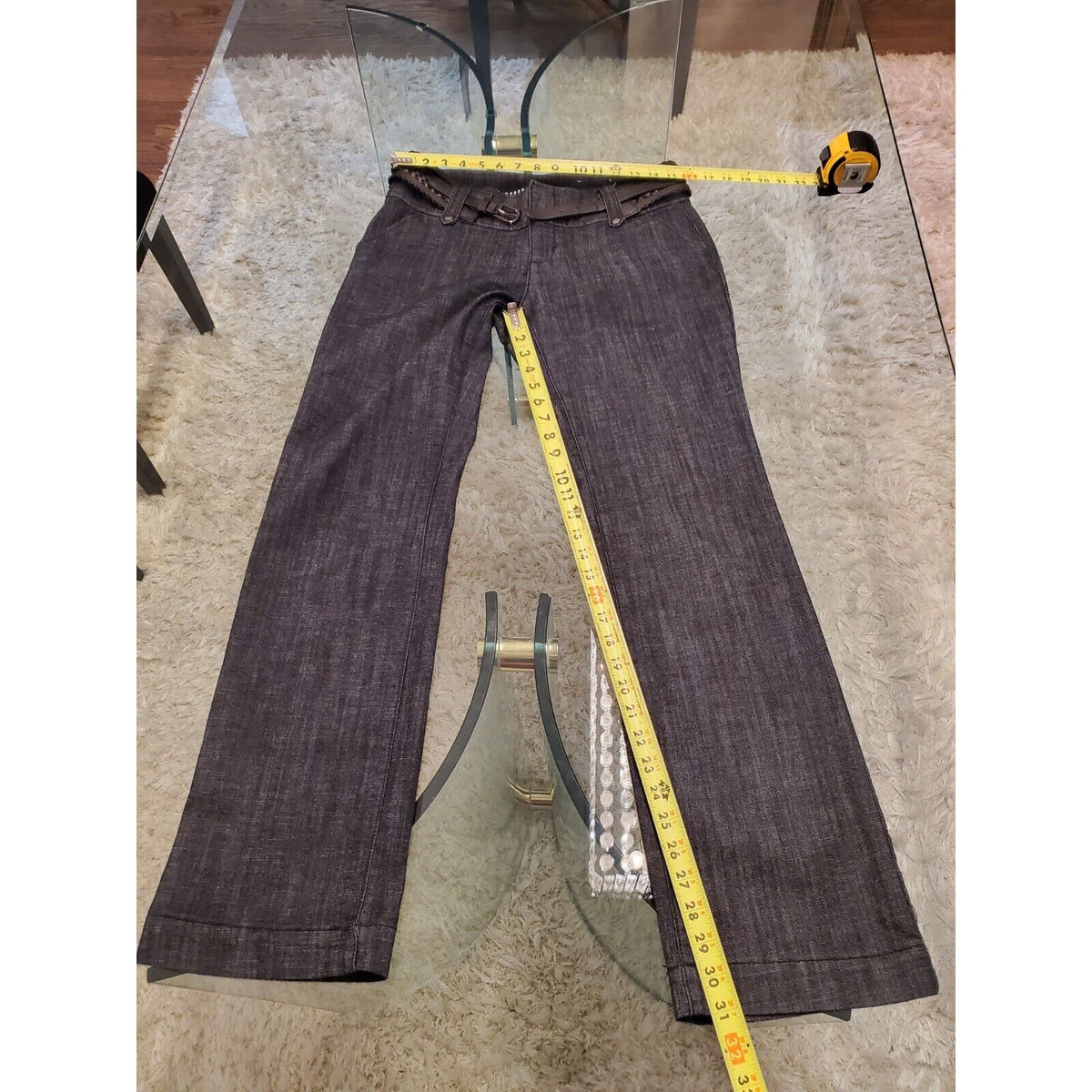 Signature Women's Blue Denim Cotton Pockets Wide Leg Casual Jeans Size 32x31