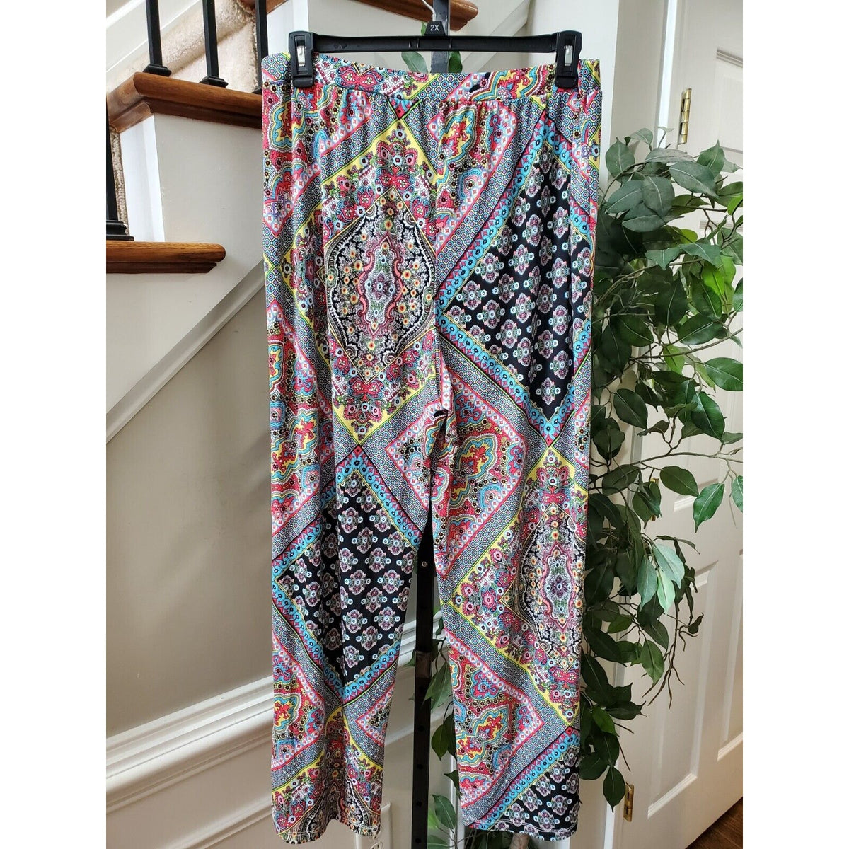 Cha Cha Vente Women's Multicolor Polyester Comfort Waist Palazzo Pant Size 2X