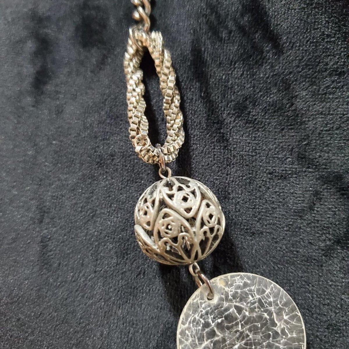 Women's Silver Beaded Geometric Luxury Jewelry Necklace