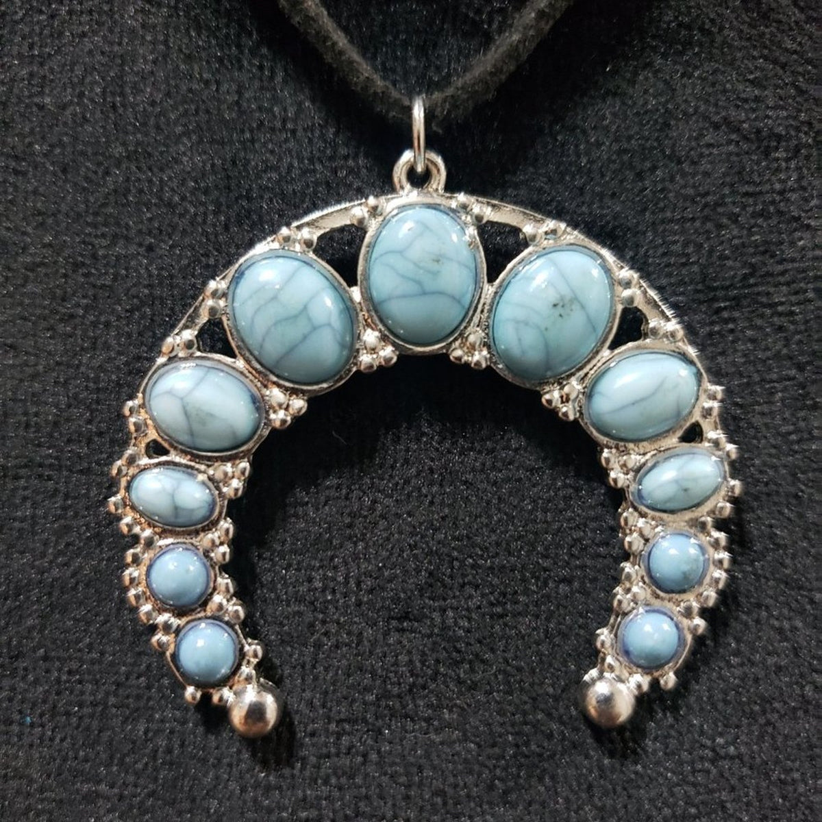 Women's Vintage Southwestern Cats eyes Squash Blossom Necklace