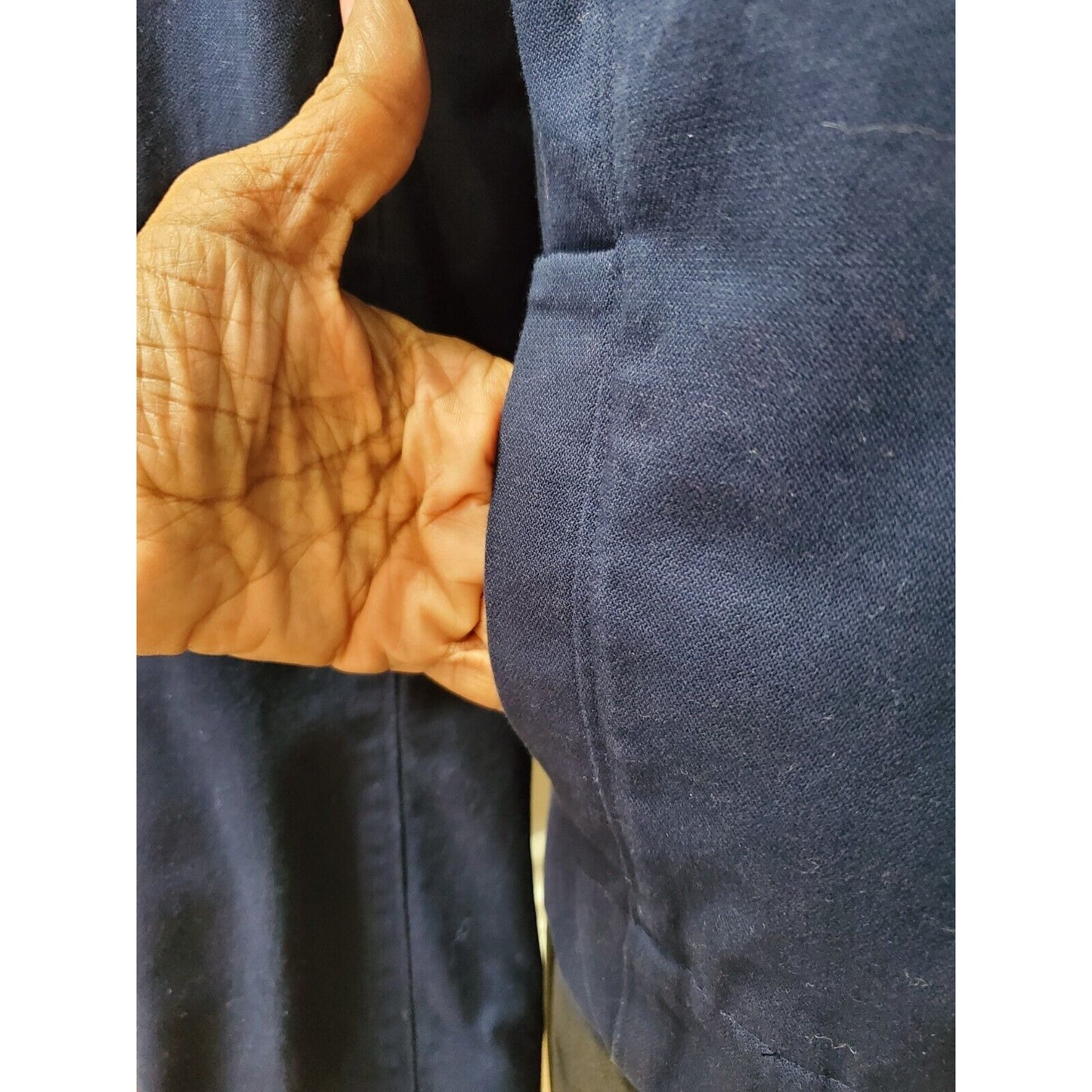 Isaac Mizrahi Women's Blue Cotton Double Breasted Long Sleeve Jacket Blazer 12