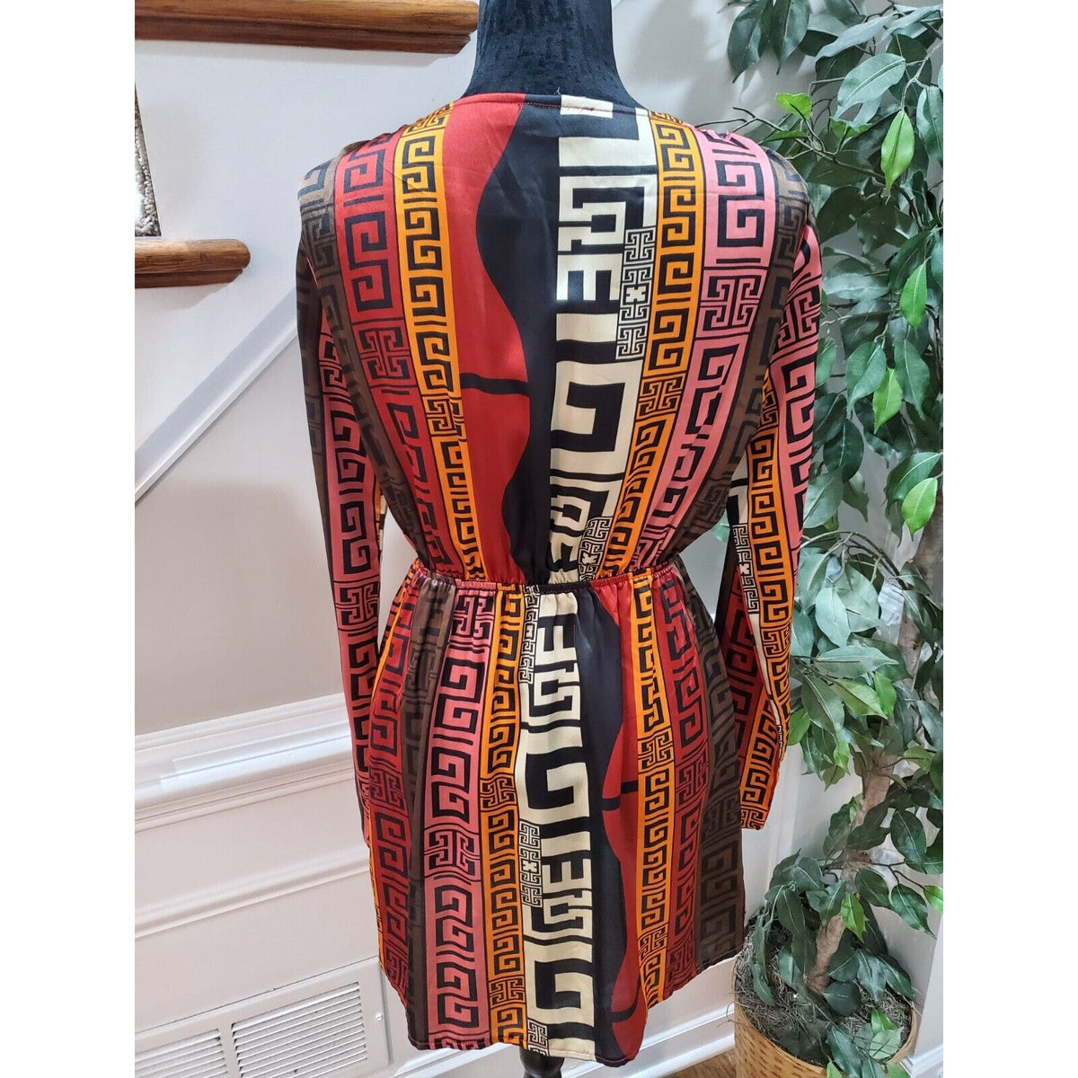 Pretty Little Thing Chocolate Brown Aztec Print Plunge Split Detail Top Dress 4