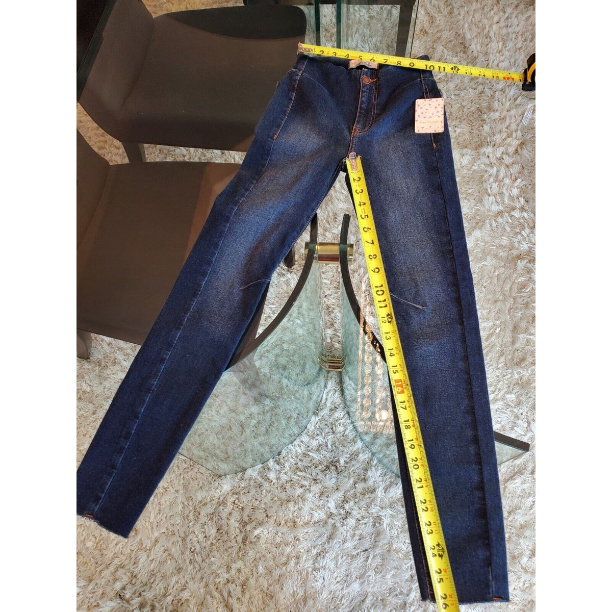 Free People Feel Like Sunshine Blue Denim Cotton Dark Wash Jeans Pant Size 24