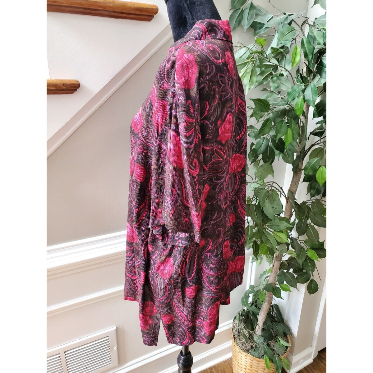 Style&Co. Women Floral Polyester Collared Neck Half Sleeve Button Down Shirt 20W