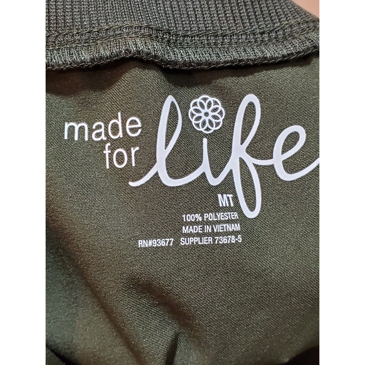 Made for Life Women Green Polyester Mid Rise Pull on Comfort Waist Pant Size MT