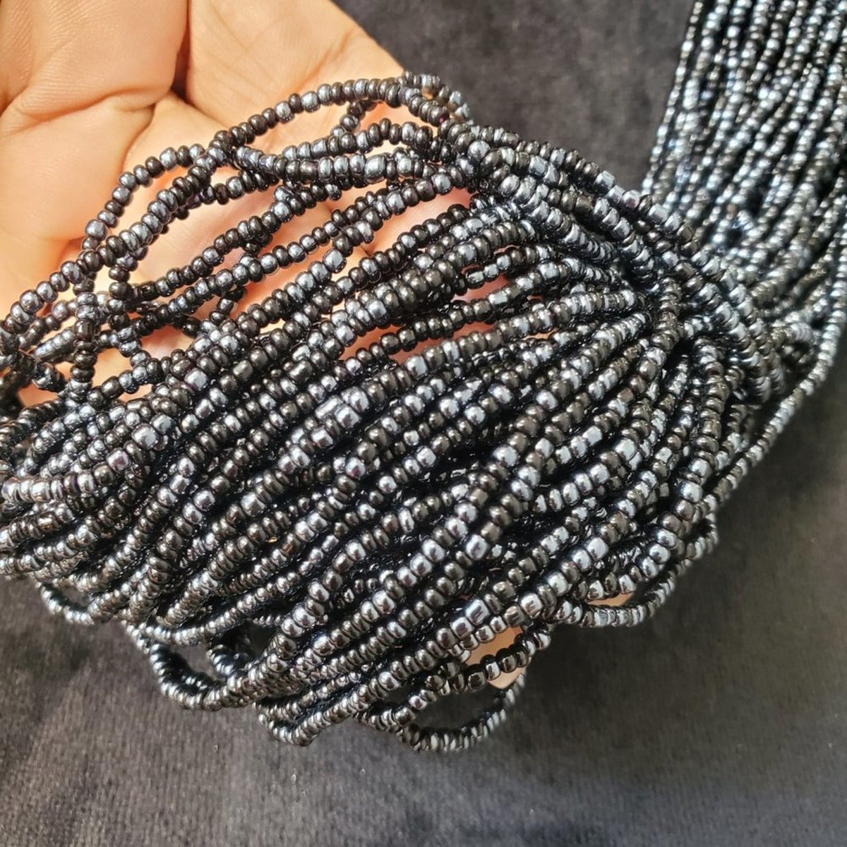 Womens Black Multilayer Round Beaded with Lobster Clasp Fashion Jewelry Necklace