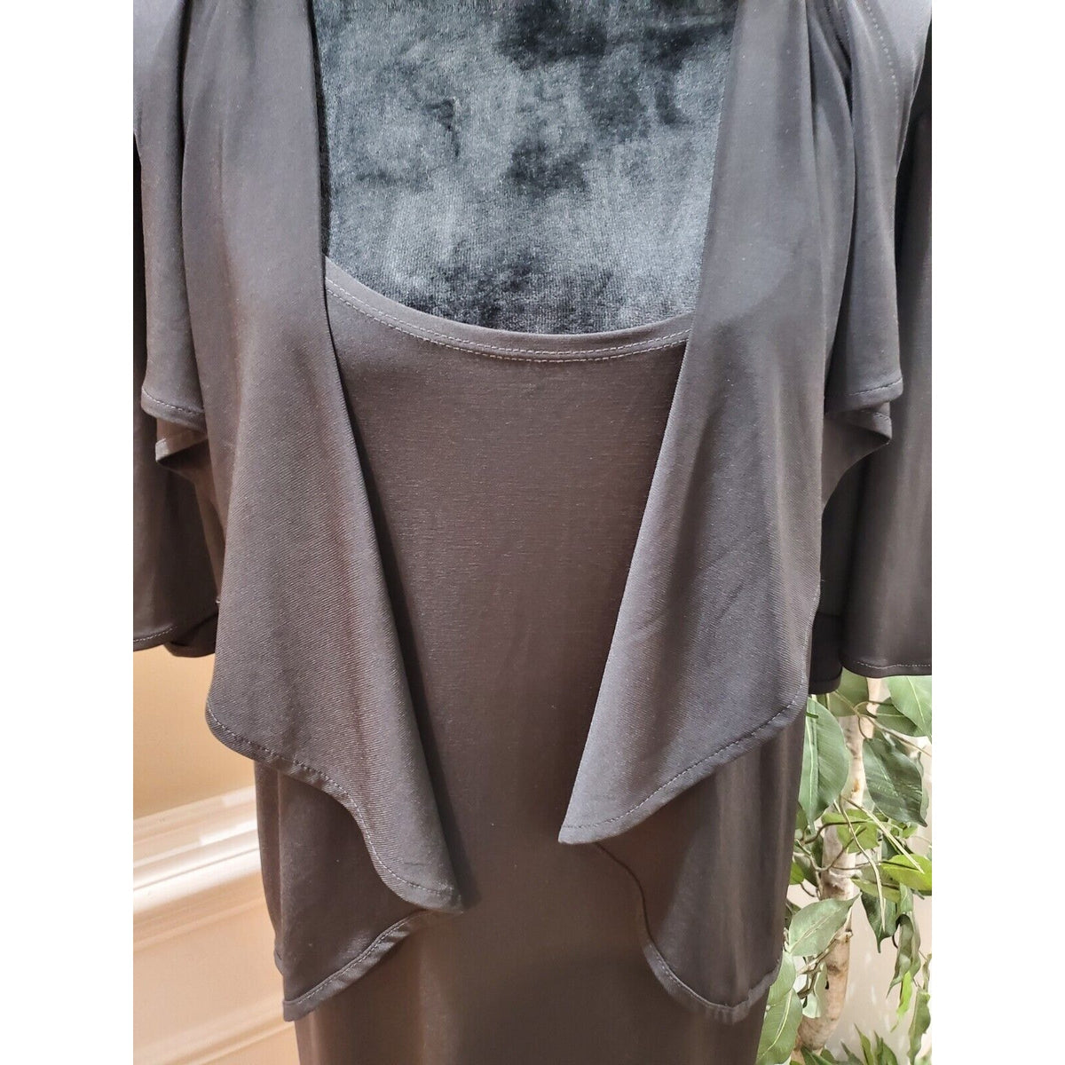 Another Thyme Women Black Solid Polyester Scoop Neck Half Sleeve Dress Size 2X
