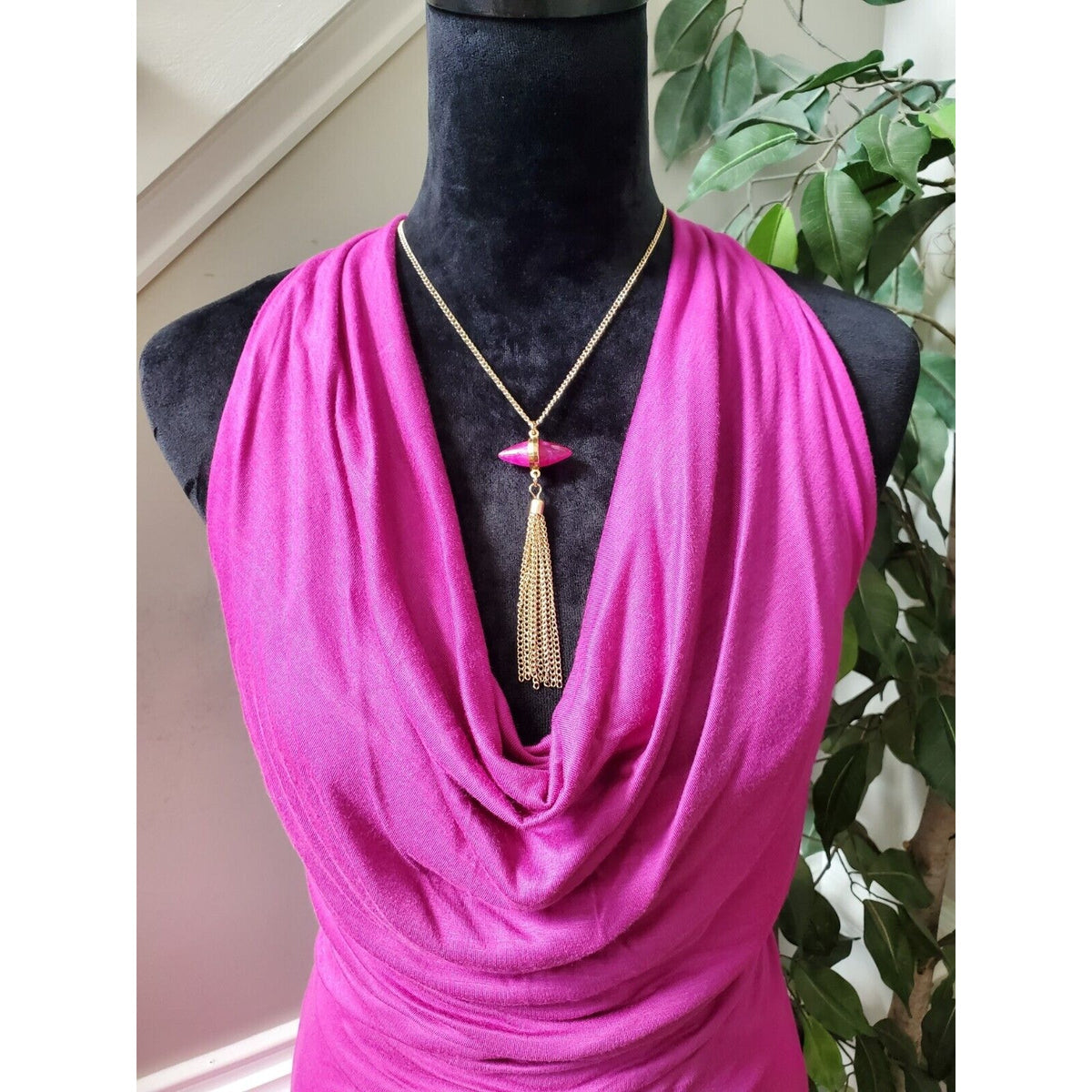 The Limited Women's Pink Rayon Cowl Neck Sleeveless Knee Length Dress Medium