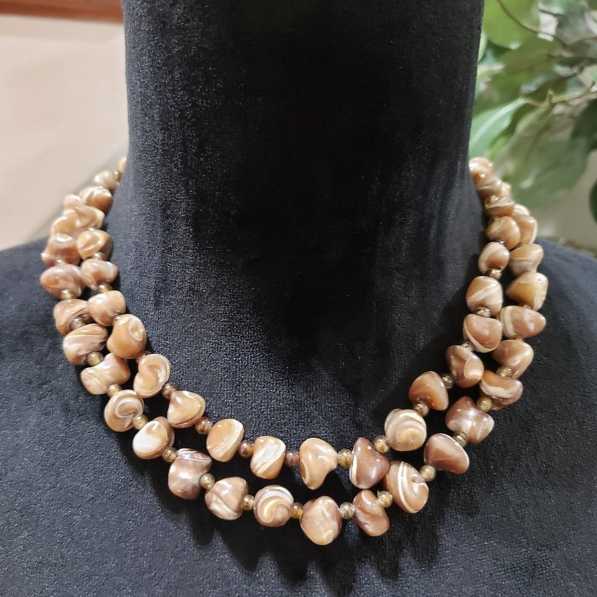 Womens Fashion Natural Stones Beaded Double Strand Choker Necklace