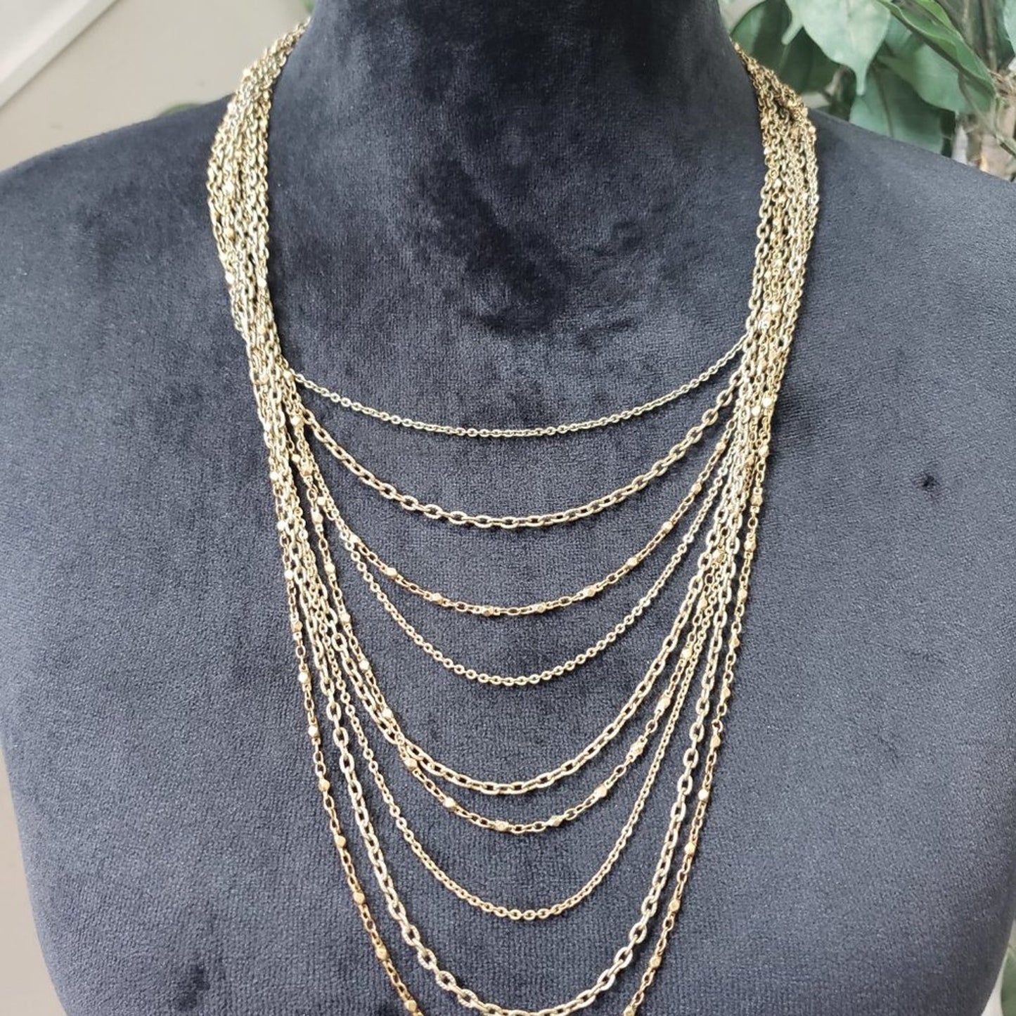 Coldwater Greek Womens Vintage Gold Tone Monet Multi Strand Chain Necklace