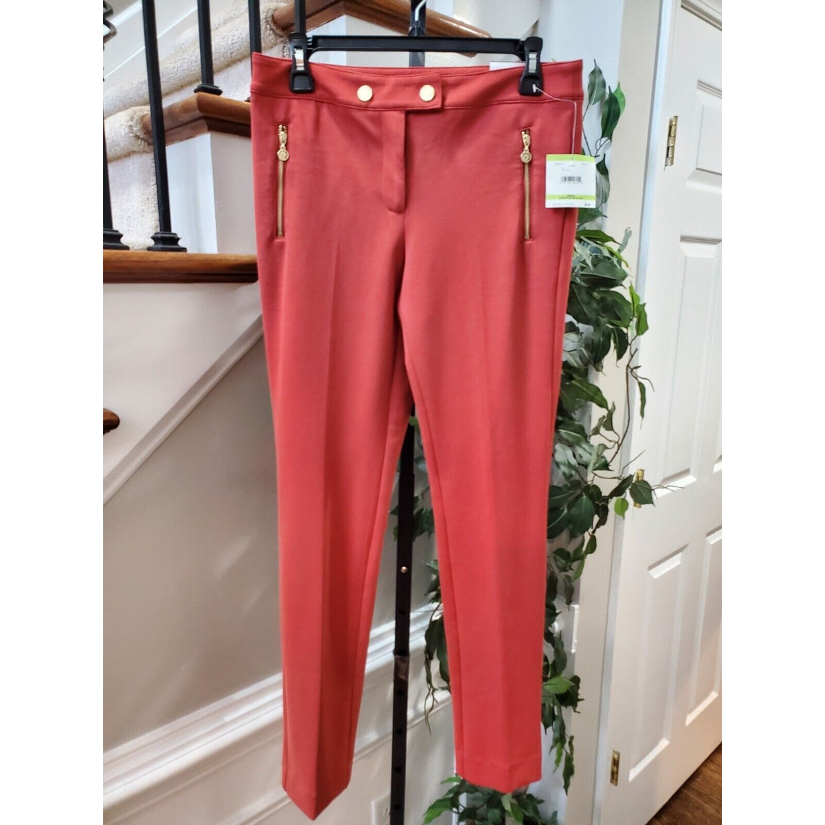 Anne Klein Women's Cinnamon Polyester Slim Leg Pocket Zip Stretch Pants Size 4