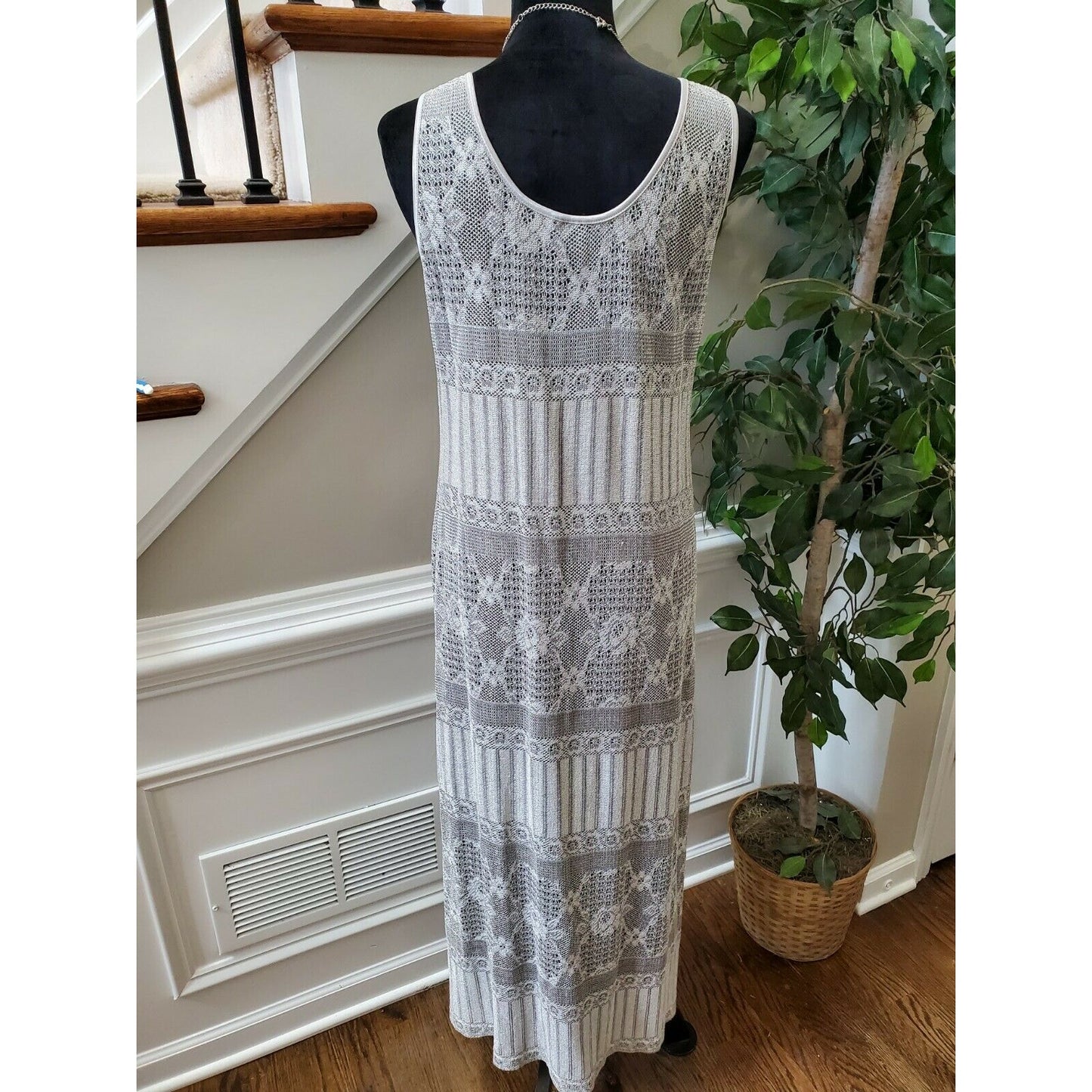 Vintage Veve Women's Gray 100% Acetate Jacket & Maxi Dress 2 Piece Suit Size 8