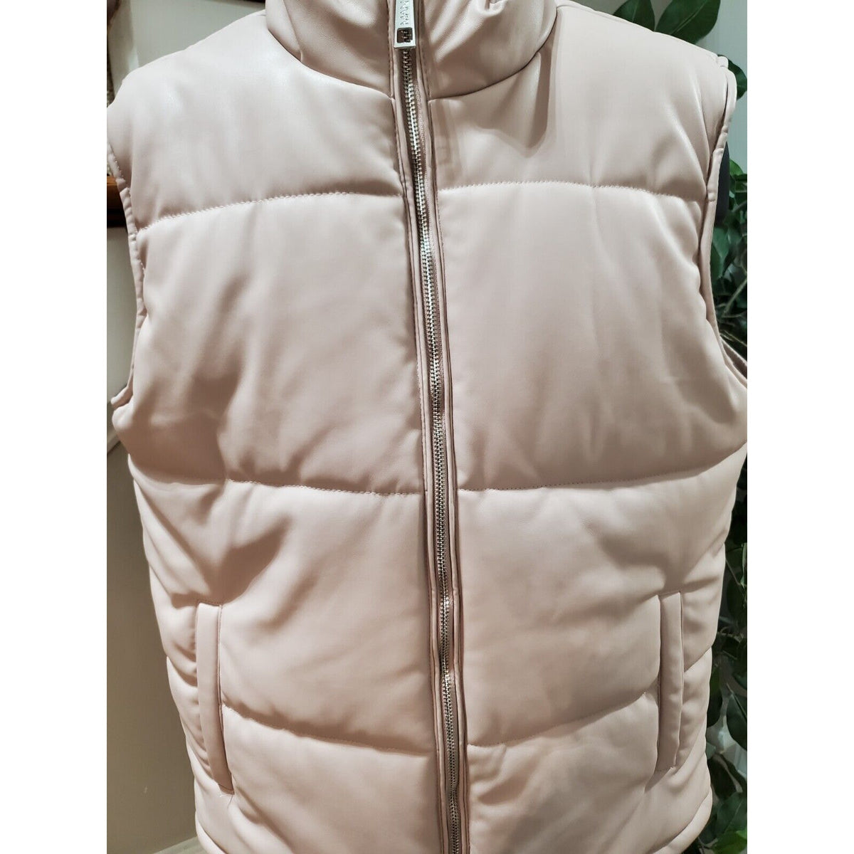 Boohoo Man Mens Beige Sleeveless Pockets Full Zipper Casual Vest Size Large