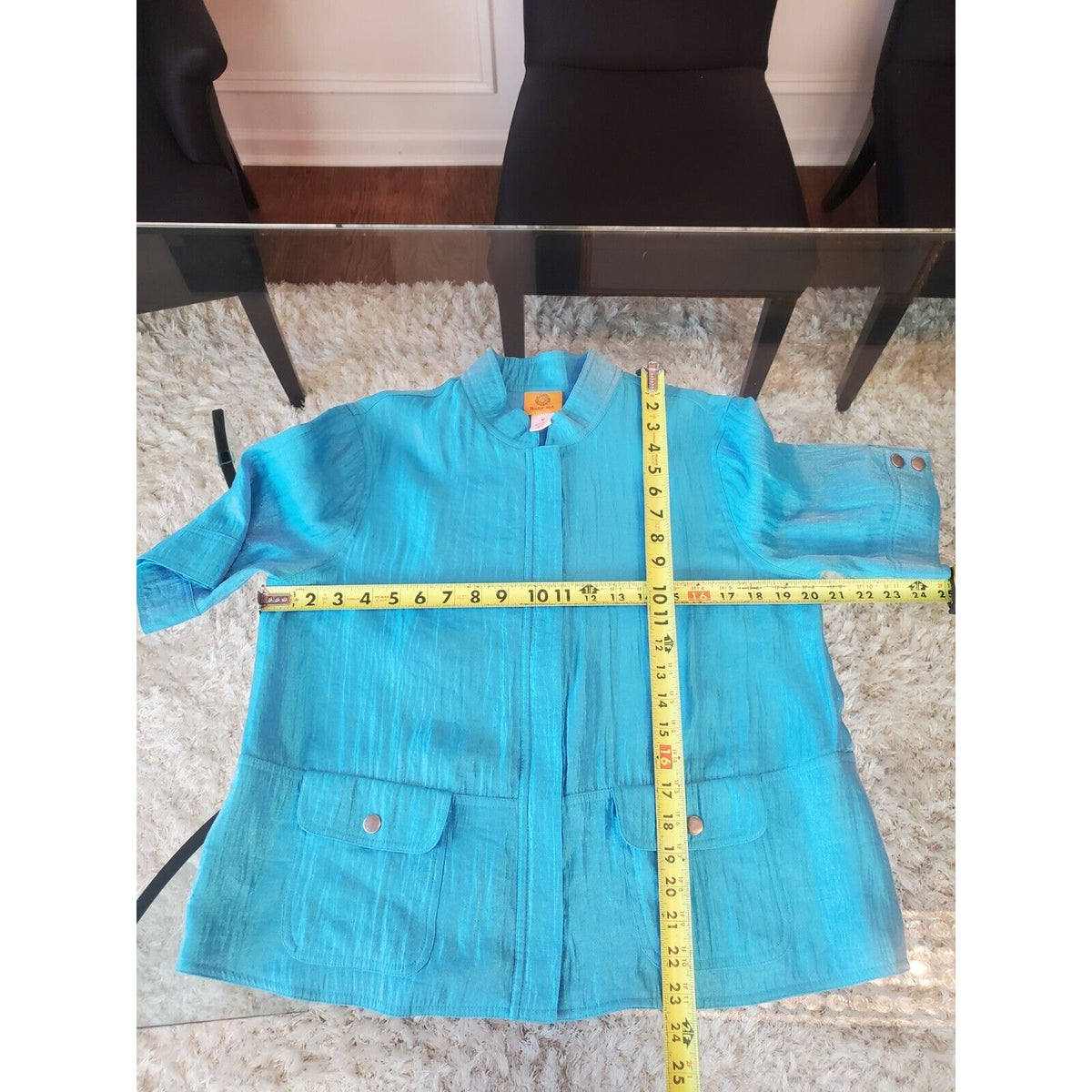 Ruby Rd. Women's Blue Solid Rayon 3/4 Sleeve Full Zipper Blazer Jacket Size 10
