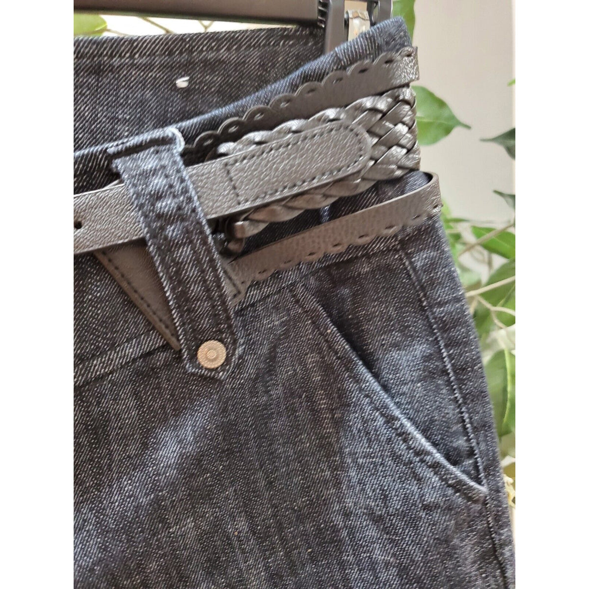 Signature Women's Blue Denim Cotton Pockets Wide Leg Casual Jeans Size 32x31