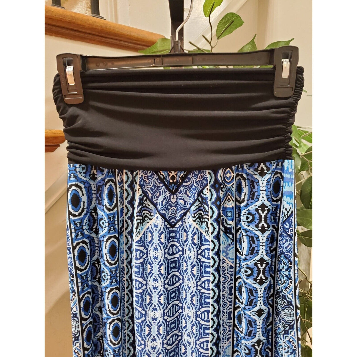 Apt.9 Womens Blue & Black Polyester Elastic Waist Band Casual Long Skirt Size S