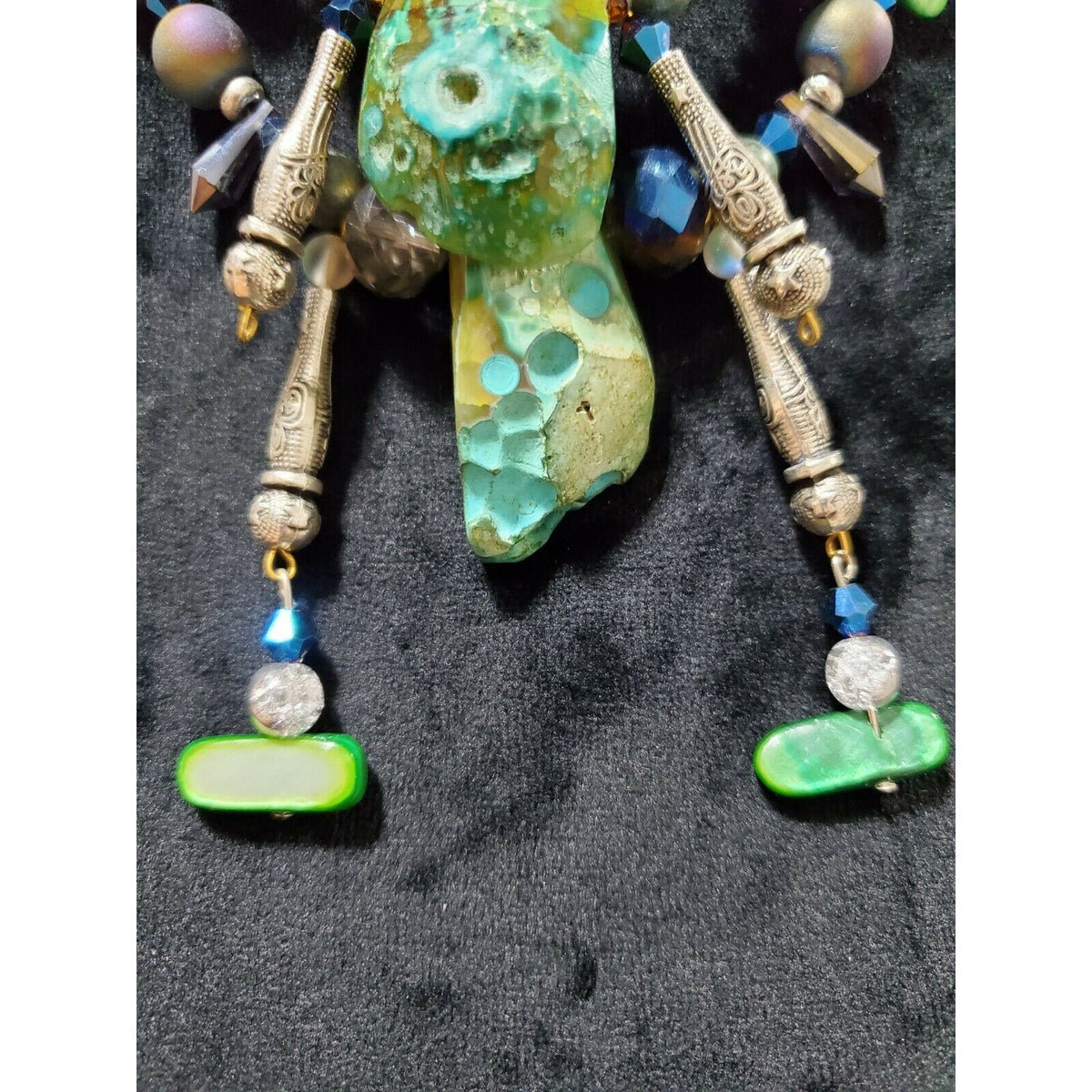 Handmade Custom Colorful Beach Style Beaded Druzy Necklace