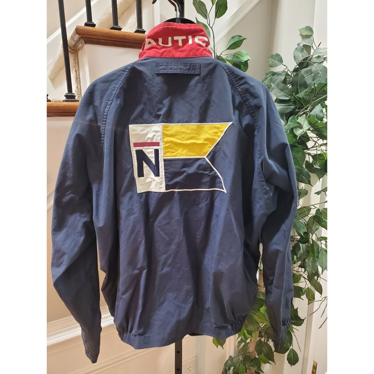 Vintage 90’s Nautica Windbreaker Sailing Jacket 2XL Flag Spell Out Embroidered