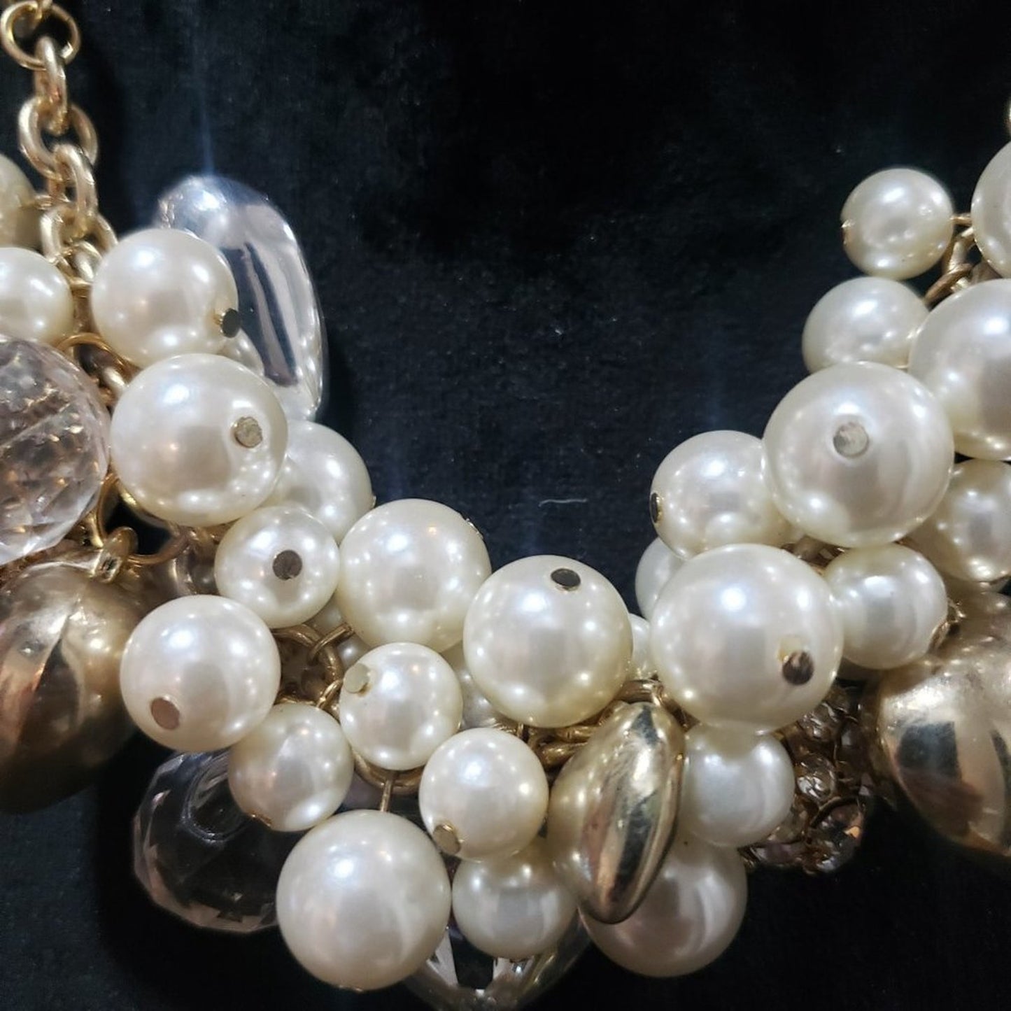 Traci Lynn Women's Faux Pearl Statement Chunky Bib Choker Necklace