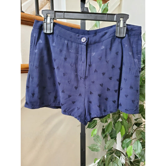 Lab Women's Blue 100% Viscose Flat Front Bottoms Casual Shorts Size Medium