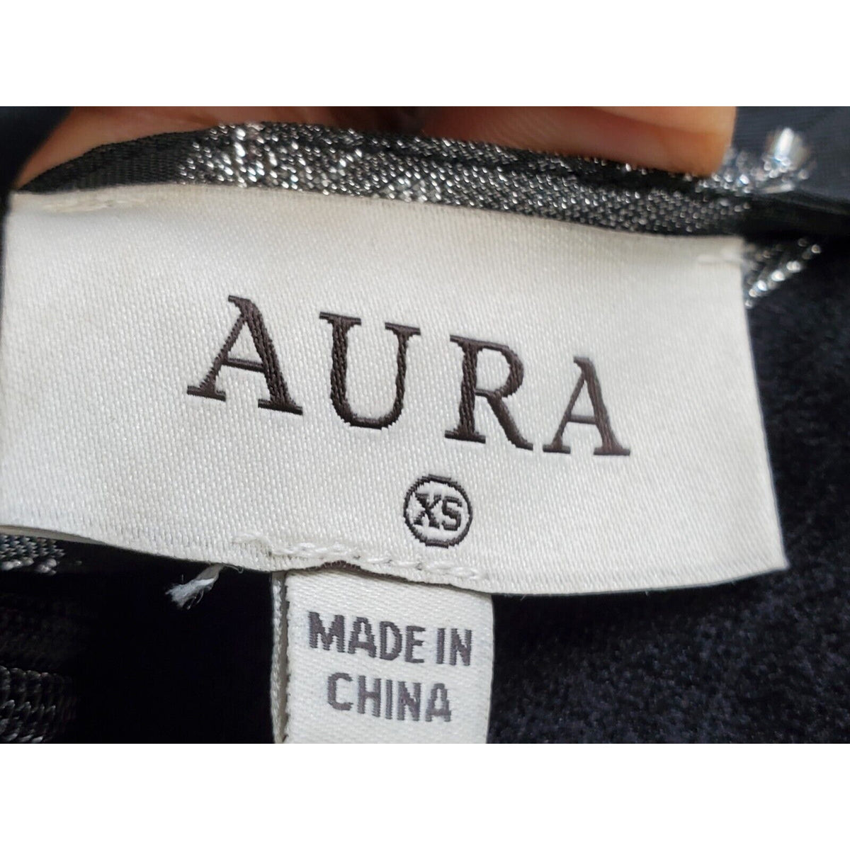 Aura Gray Polyester Round Neck Puff Short Sleeve Casual Knee Length Dress XS