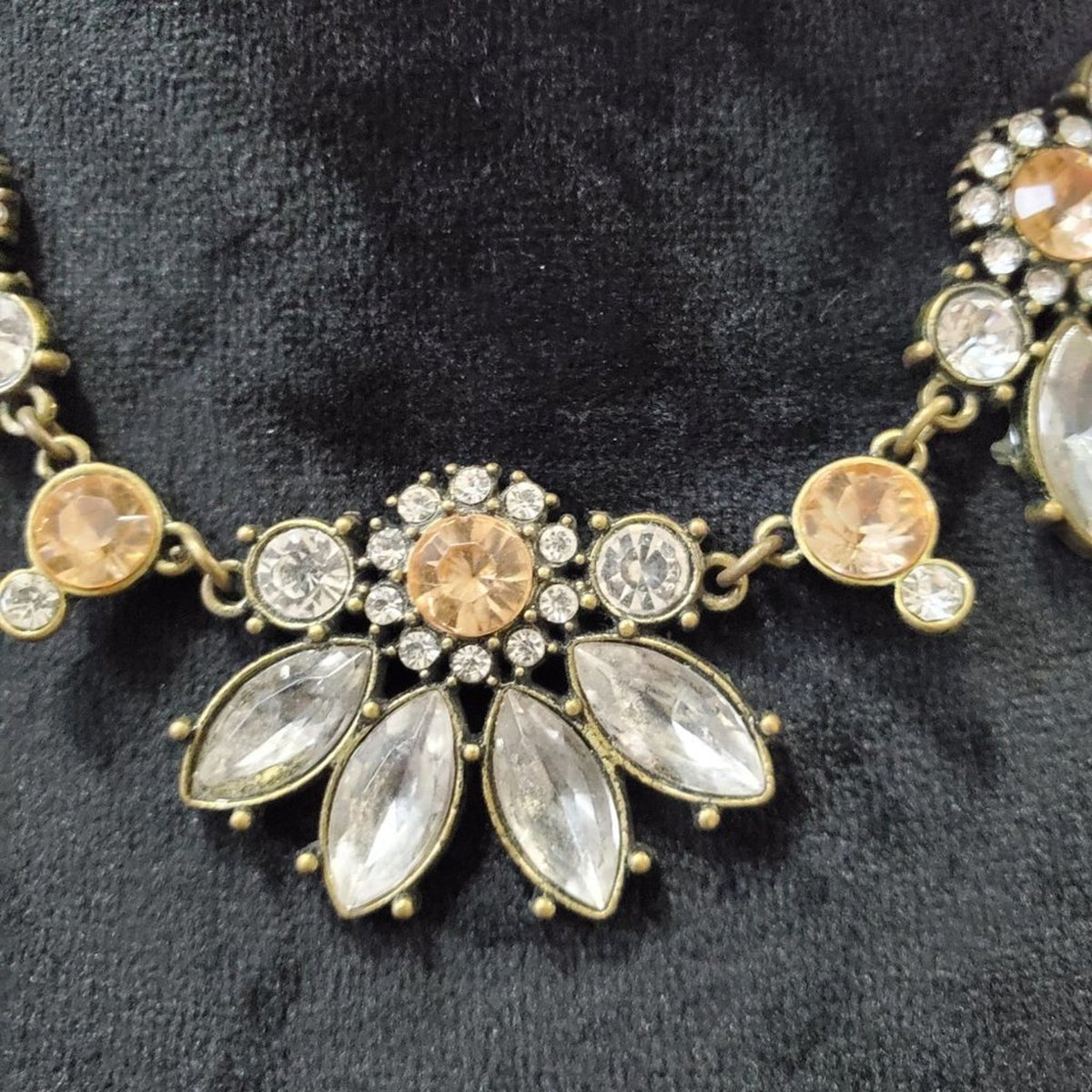 Women's Cream and Crystal Chunky Statement Fashion Jewelry Necklace