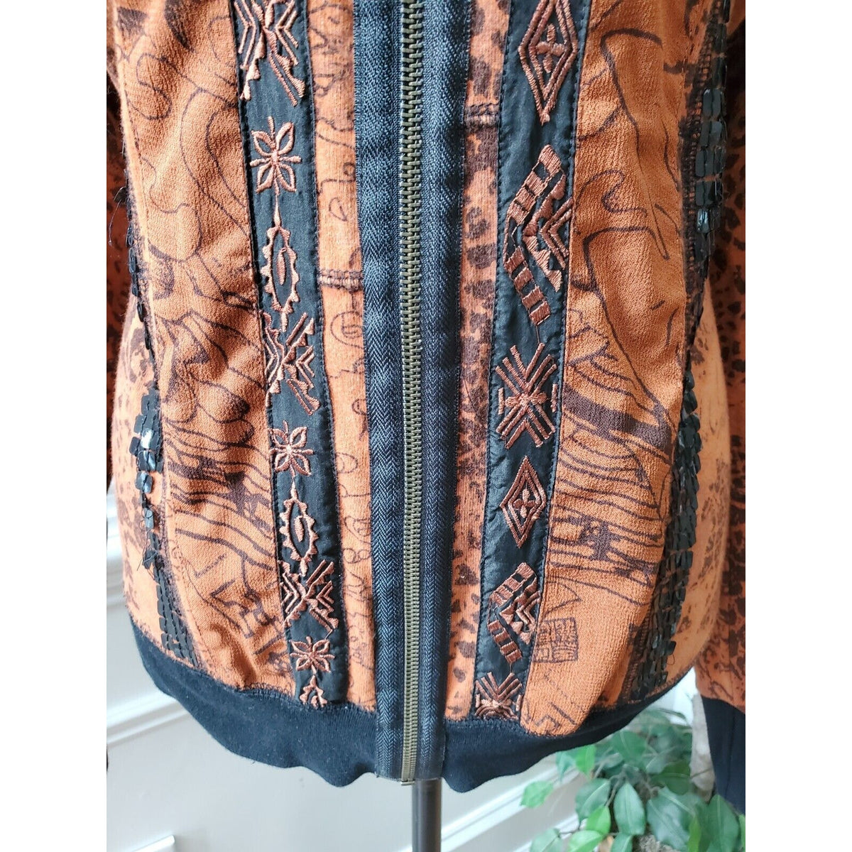 Spa by Chicos Women Orange 100% Cotton Long Sleeve Full Zip Casual Jacket 2 (L)