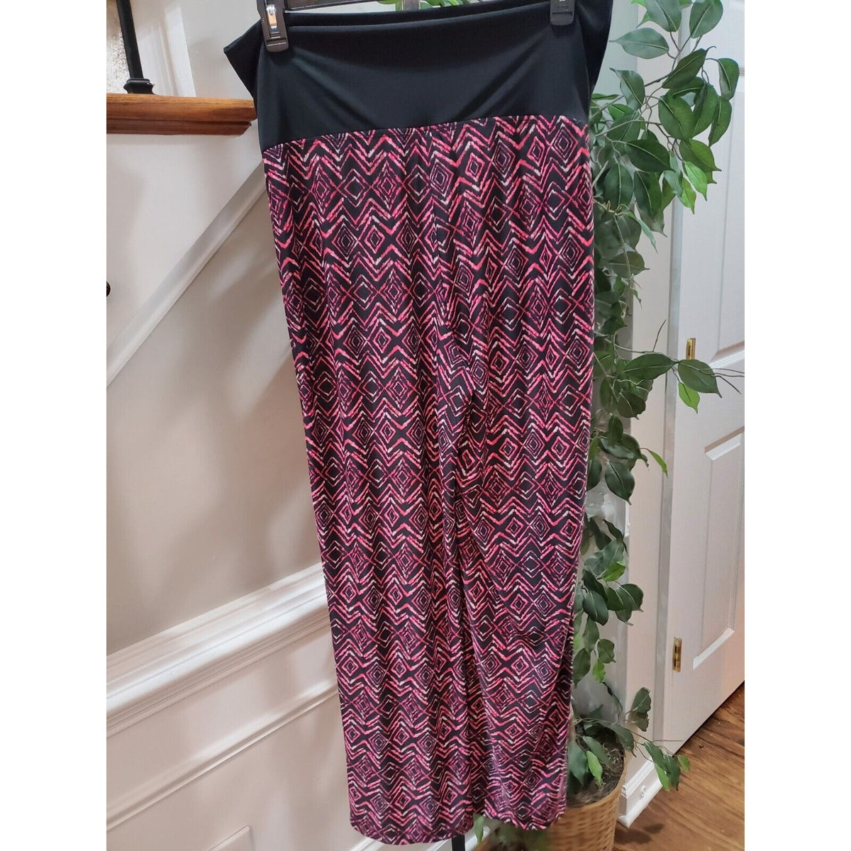 New Directions Womens Pink Black Geo Print Polyester Pull On Calypso Pants Large