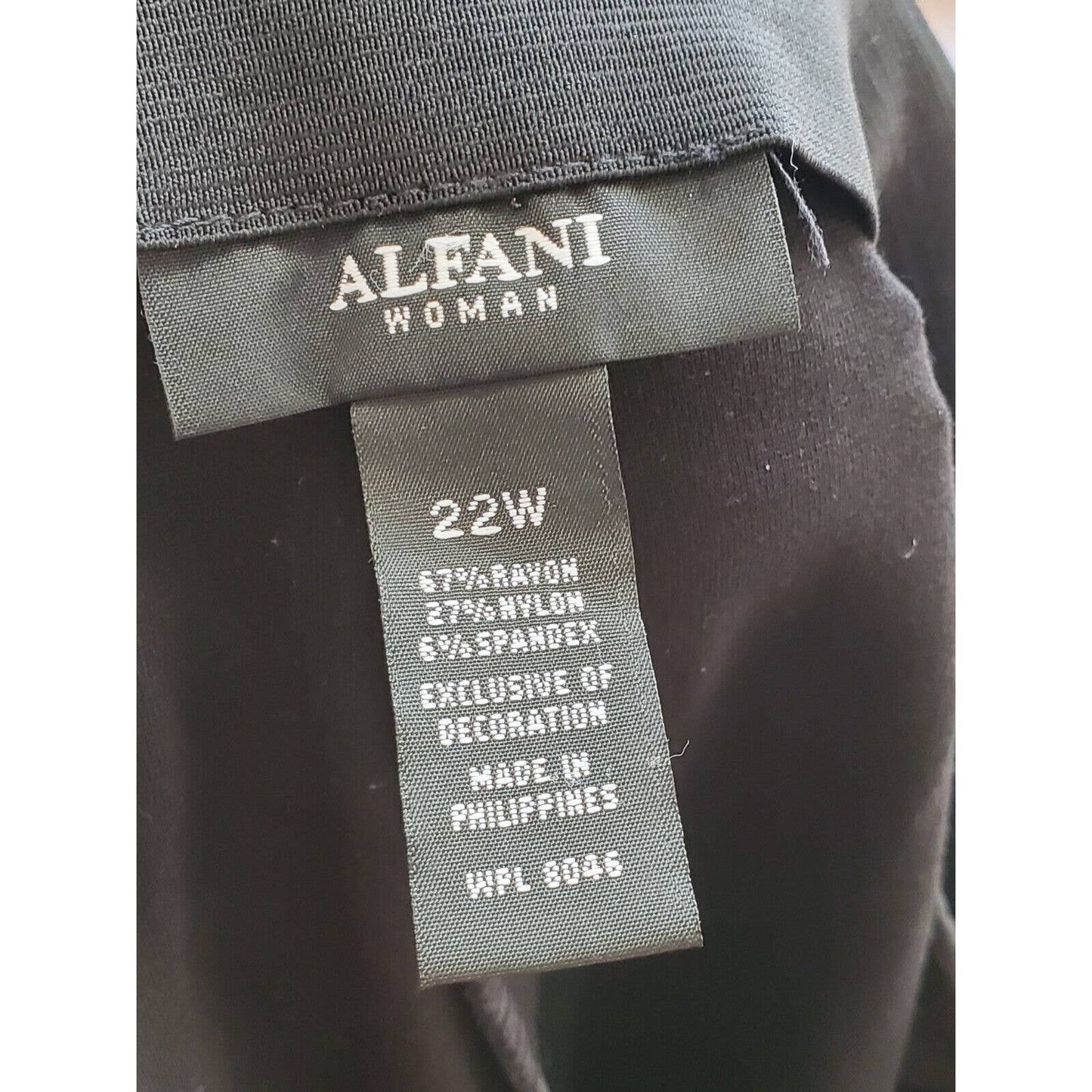 Alfani Women's Black Brocade Rayon Mid Rise Pull on Straight Casual Pant 22W