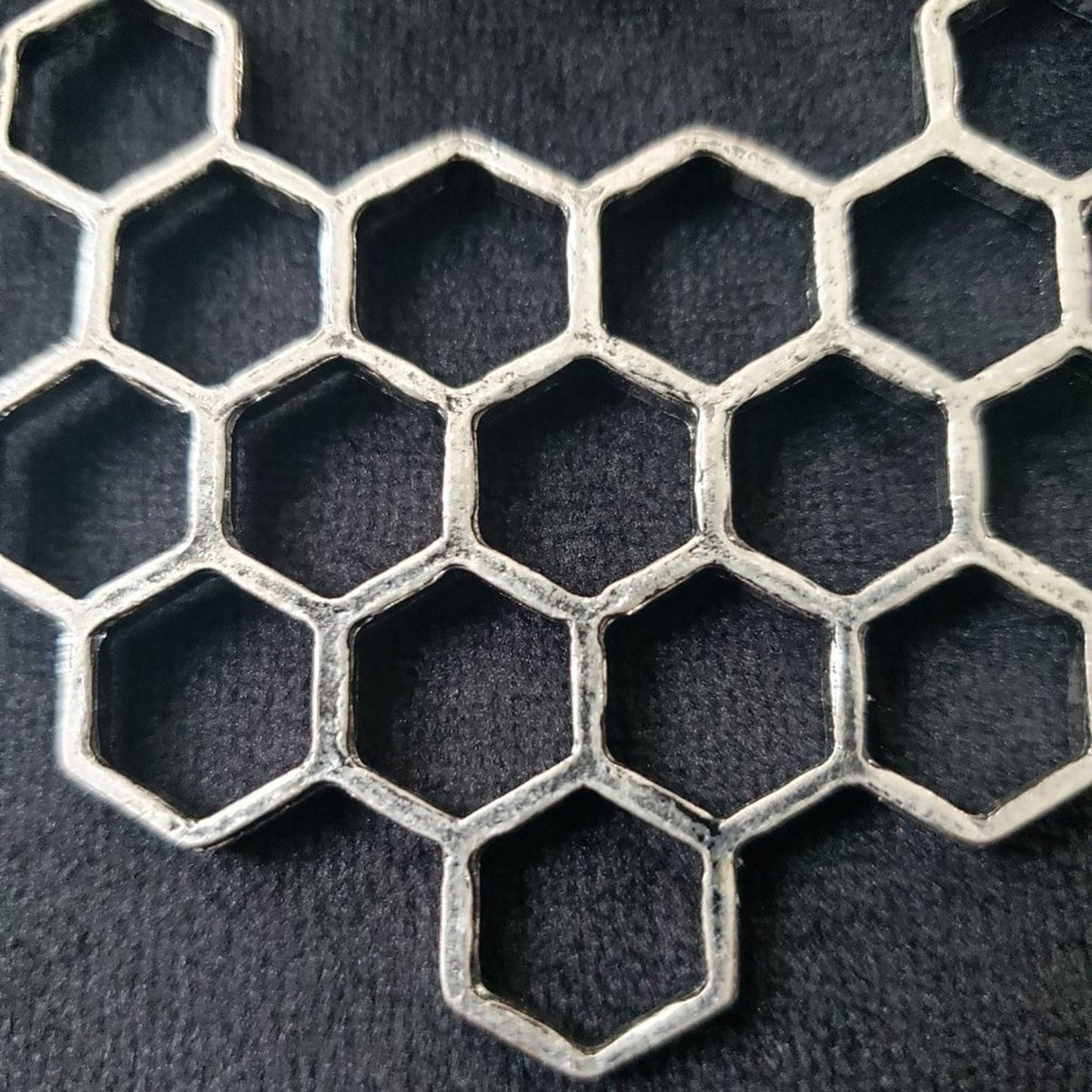 Womens Antiqued Silver Tone Hexagonal Brass Bee Bib Necklace with Lobster Clasp