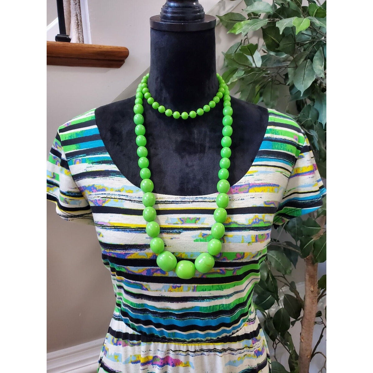 Stitch Clothing Co. Women Multicolor Round Neck Short Sleeve Knee Length Dress L