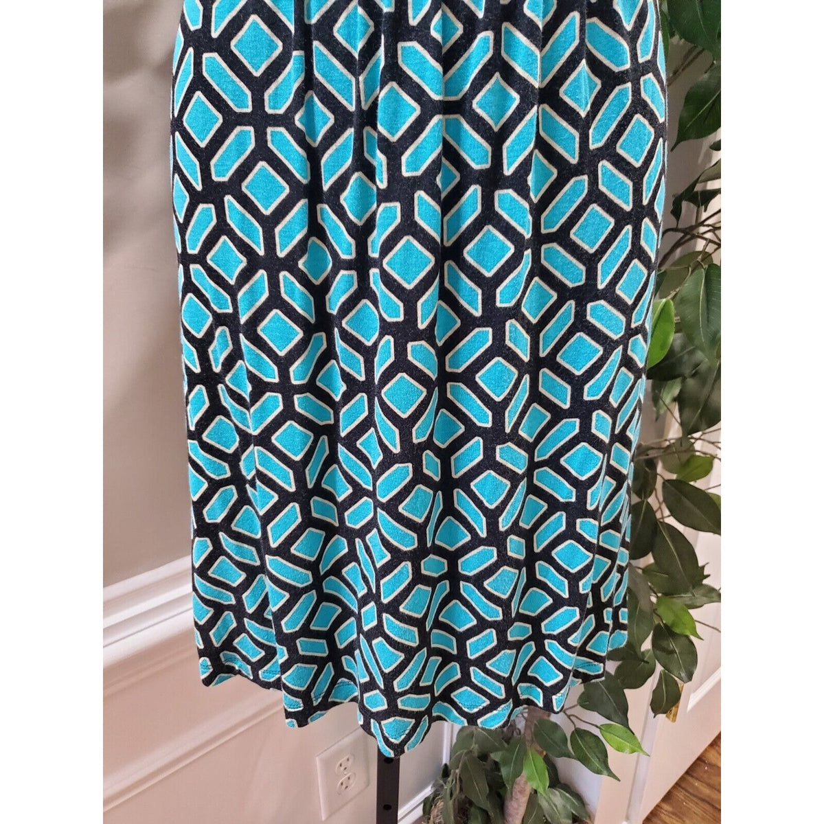 Apt. 9 Women Black & Blue Rayon Scoop Neck Sleeveless Knee Length Dress Size XS