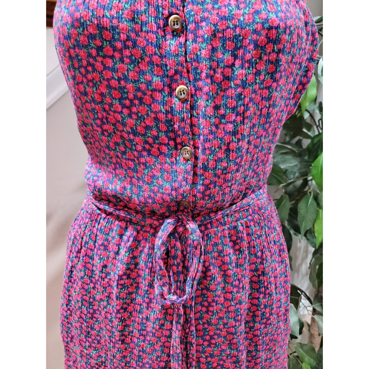 MM MM MM Women's Blue & Red Floral Rayon Off The Shoulder Casual Romper Size XL