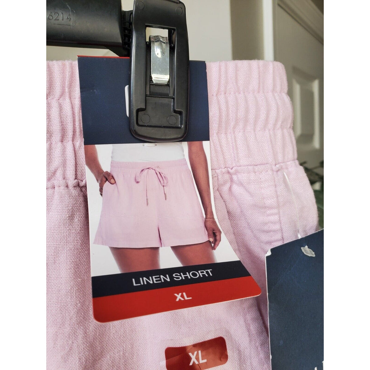 Gap Women Pink Solid Linen Mid Rise Pull On Comfort Waist Casual Shorts Size XL