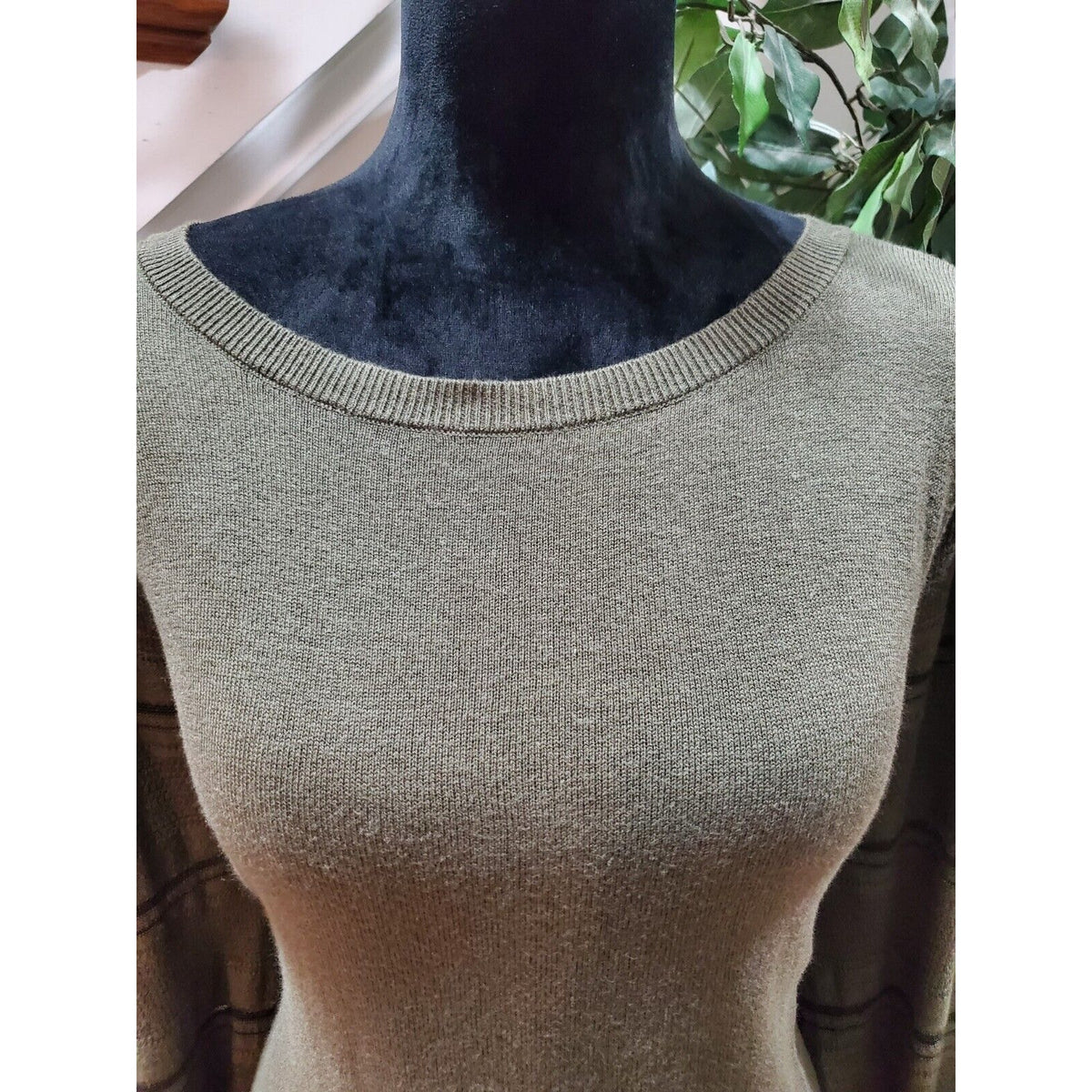 Blu Dahlia Women's Green Cotton Round Neck Long Sleeve Casual Sweater Size XL