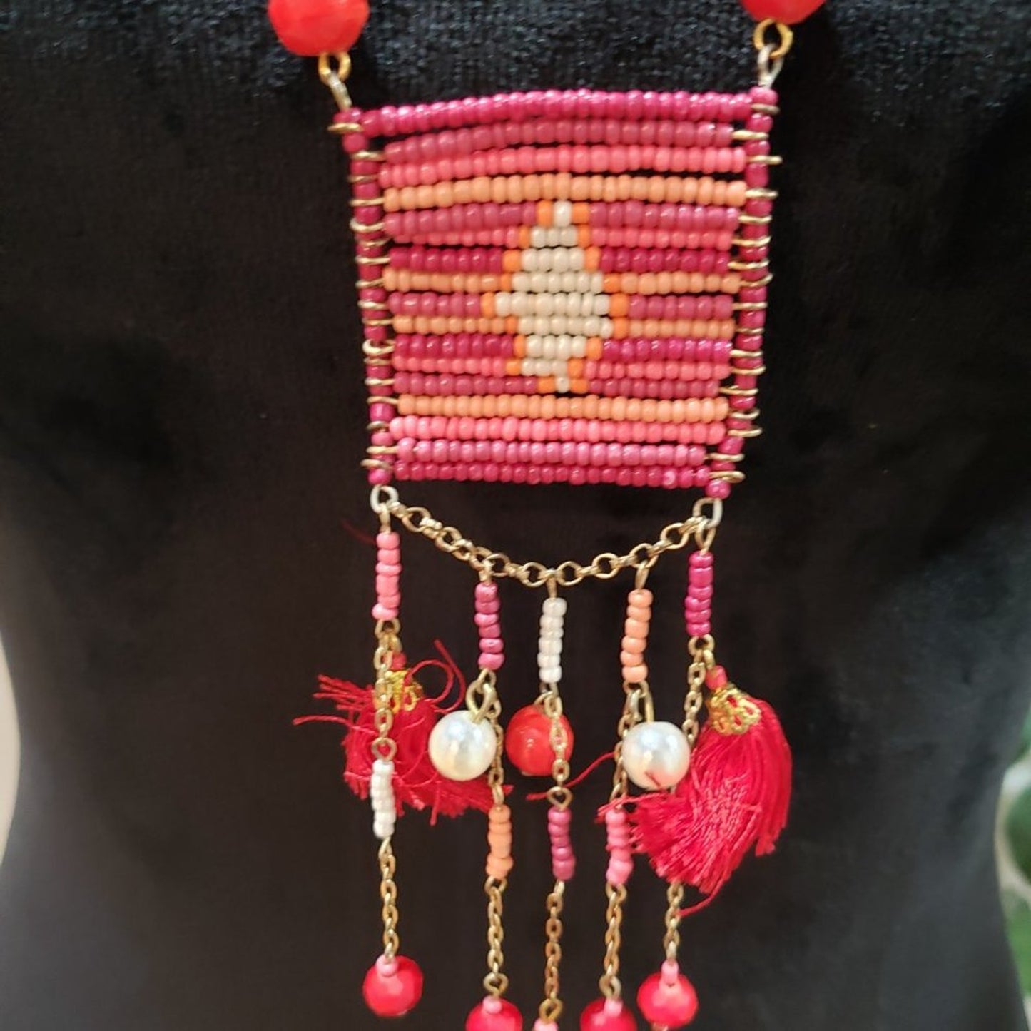 Womens Fashions Multicolor Beaded Teardrop Necklace Jewelry w/ Lobster Clasp