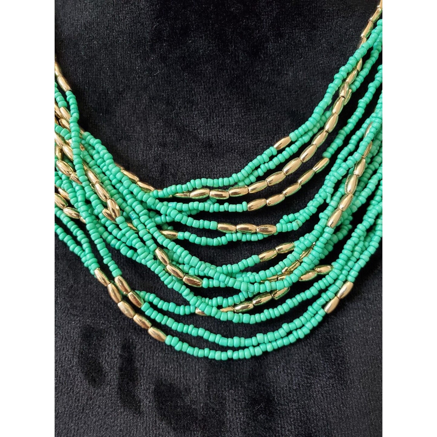 Charming Charlie Blue Multi Layered Seed Bead Fashion Jewelry Necklace